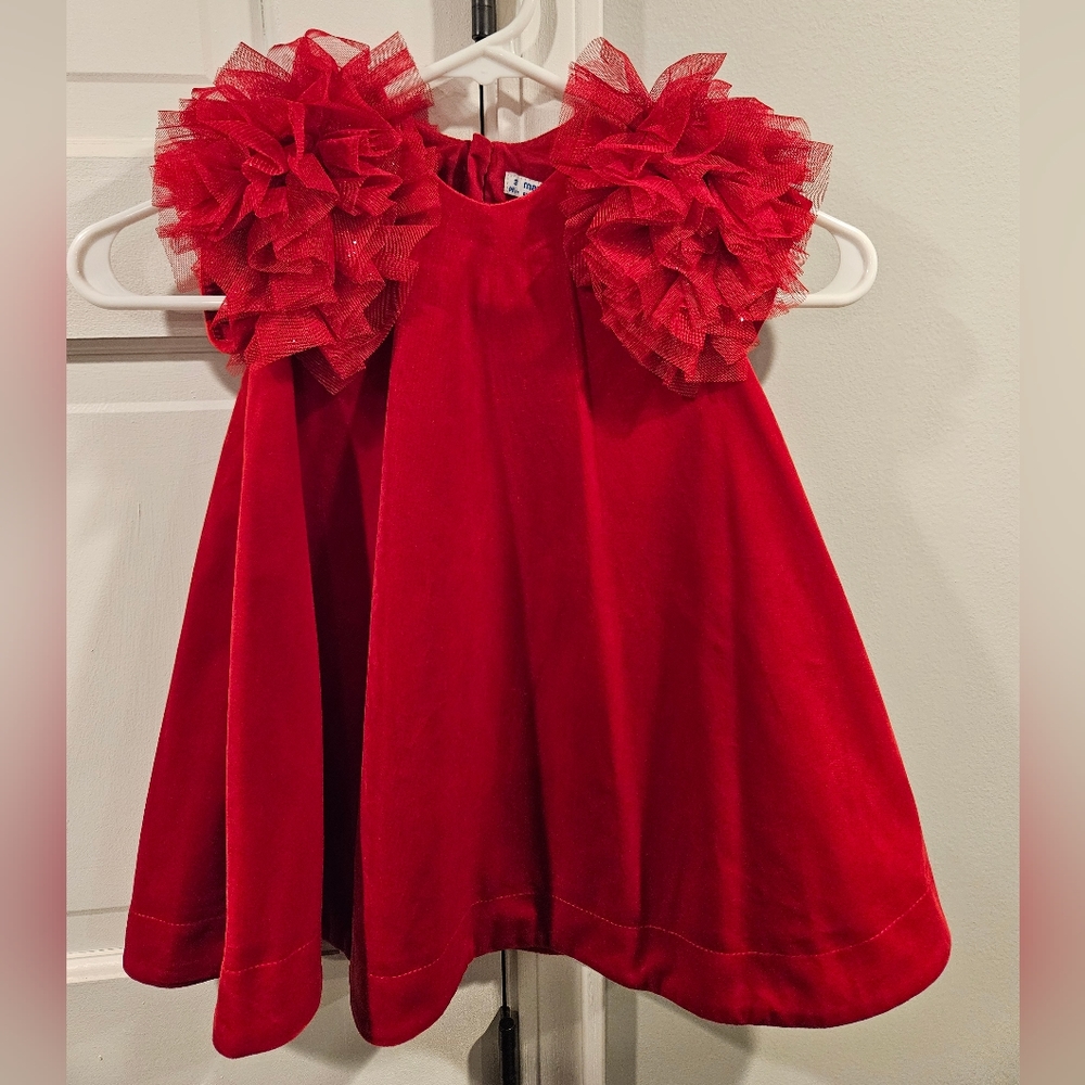 Mayoral Red Velvet Sleeveless Dress